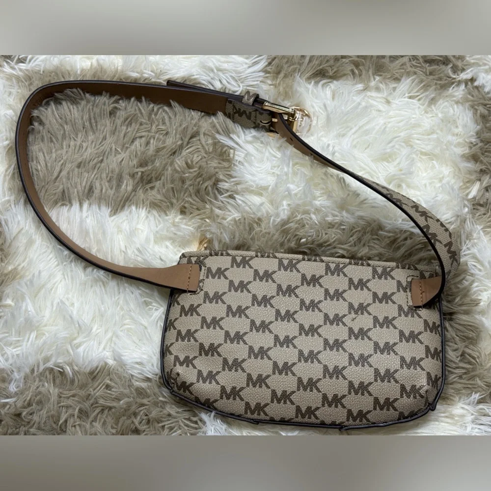 Michael Kors Tan and Brown Monogram Belt Bag